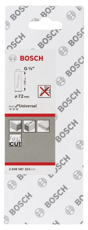 Bosch Elmas Kuru Karot Uç G1/2 İnç Best For Universal 72x150 mm 