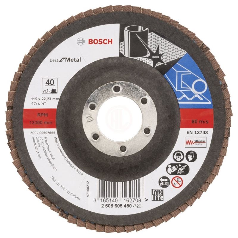 Bosch Zirkon-Alox Flap Zımpara Diski X571 Best For Metal 115x22,23 mm 40 Kum 