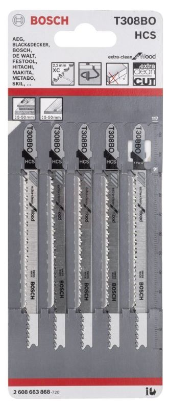 - Bosch Dekupaj Testere Bıçağı ExtraClean For Wood T308 BO 117 mm (5 Adet) 