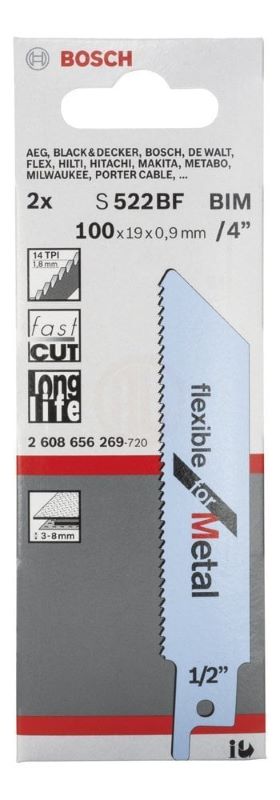 Bosch Panter Testere Bıçağı Flexible For Metal S 522 BF 100 mm (2 Adet) 