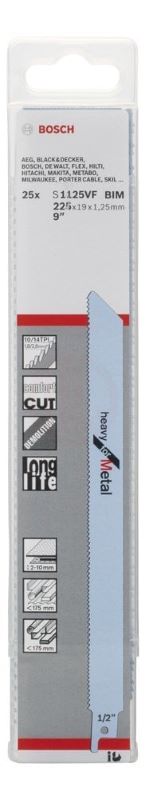 Bosch Panter Testere Bıçağı Heavy For Metal S 1125 VF 225 mm (25 Adet) 
