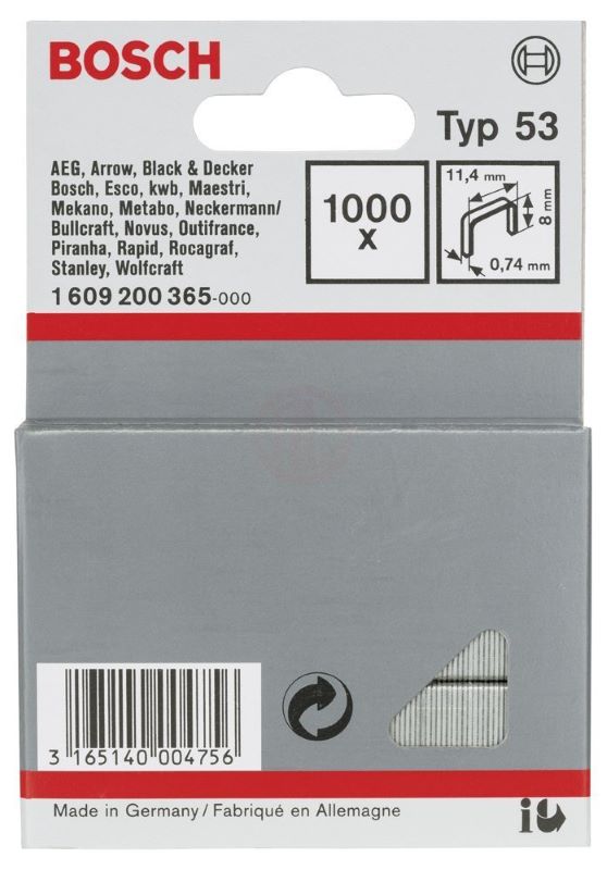 Bosch Zımba Teli 53 Serisi 11,4x0,74x8 mm (1 Paket/1000 Adet) 