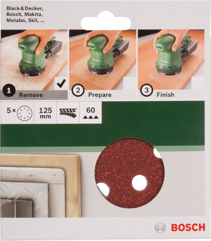 Bosch Eksantrik Zımpara Kağıdı 8 Delik 125 mm 60 Kum (5 Adet) 