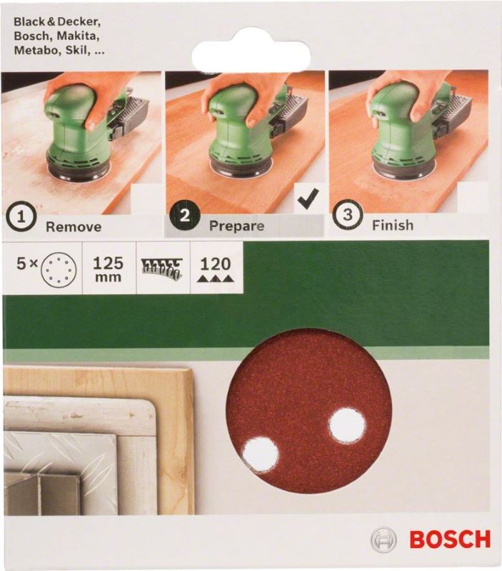 Bosch Eksantrik Zımpara Kağıdı 8 Delik 125 mm 120 Kum (5 Adet) 