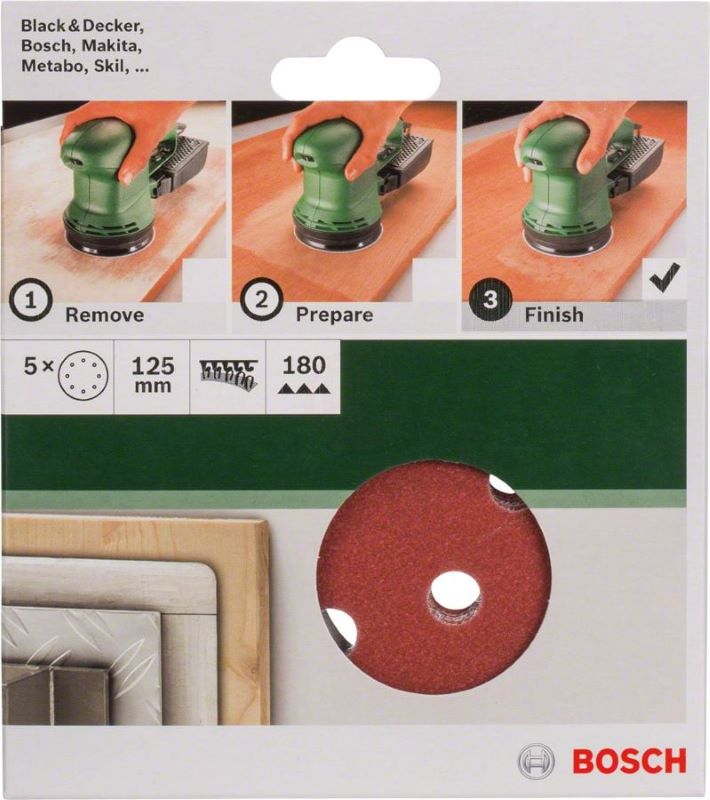 Bosch Eksantrik Zımpara Kağıdı 8 Delik 125 mm 180 Kum (5 Adet) 