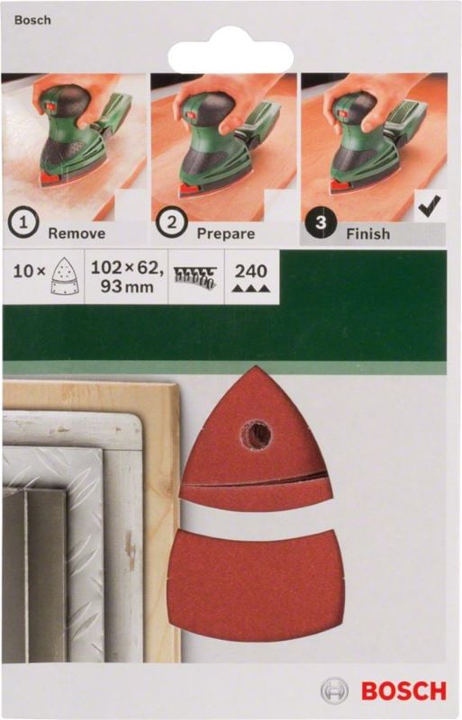 Bosch Çok Amaçlı Zımpara Kağıdı 11 Delik 102x62/93 mm 240 Kum (10 Adet) 