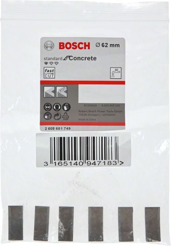 Bosch Elmas Karot Segmanı Standard For Concrete Ø62 mm (6 Adet) 