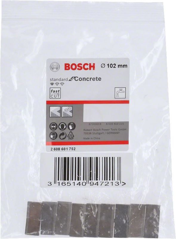 Bosch Elmas Karot Segmanı Standard For Concrete Ø102 mm (9 Adet) 