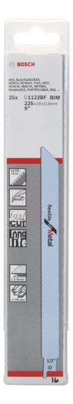 Bosch Panter Testere Bıçağı Flexible For Metal S 1122 BF 225 mm (25 Adet) 