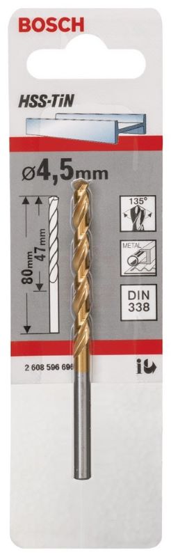 Bosch Metal Matkap Ucu HSS-TiN (DIN 338) Titanyum 4,5x80 mm (1 Adet) 