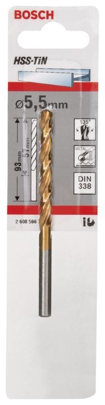 Bosch Metal Matkap Ucu HSS-TiN (DIN 338) Titanyum 5,5x93 mm (1 Adet) 