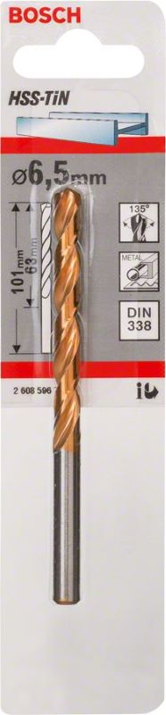 Bosch Metal Matkap Ucu HSS-TiN (DIN 338) Titanyum 6,5x101 mm (1 Adet) 