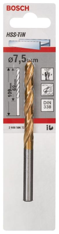 Bosch Metal Matkap Ucu HSS-TiN (DIN 338) Titanyum 7,5x109 mm (1 Adet) 