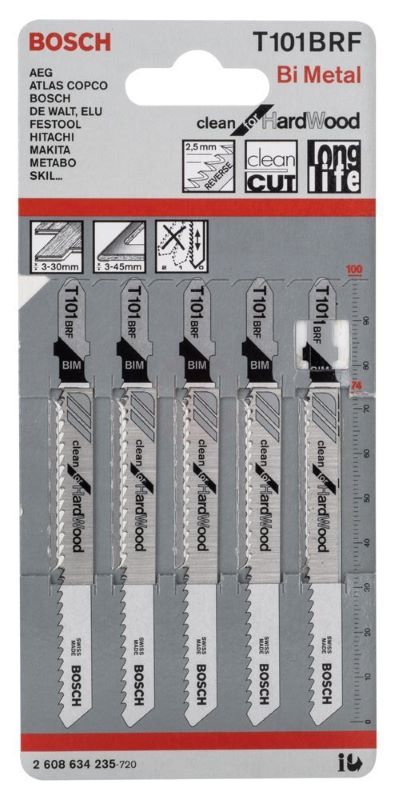Bosch Dekupaj Testere Bıçağı Clean For HardWood T 101 BRF 100 mm (5 Adet) 