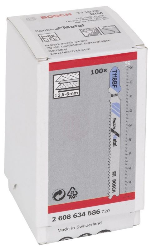 Bosch Dekupaj Testere Bıçağı Flexible For Metal T 118 BF 92 mm (100 Adet) 