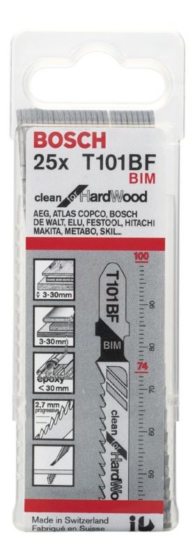 Bosch Dekupaj Testere Bıçağı Clean For HardWood T 101 BF 100 mm (25 Adet) 