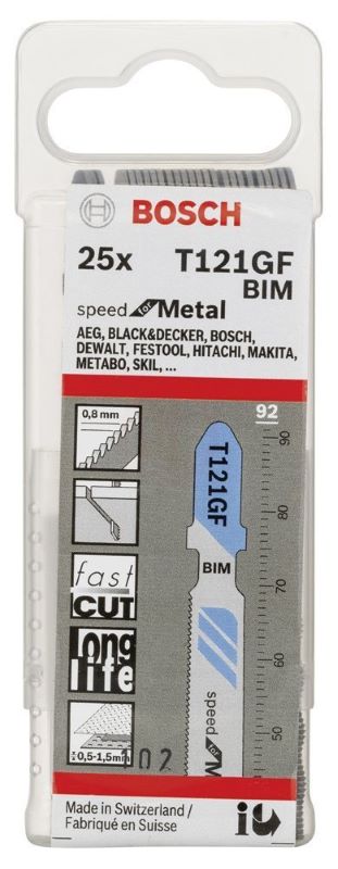 Bosch Dekupaj Testere Bıçağı Speed For Metal T 121 GF 92 mm (25 Adet) 