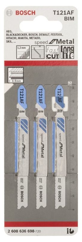 Bosch Dekupaj Testere Bıçağı Speed For Metal T 121 AF 92 mm (3 Adet) 