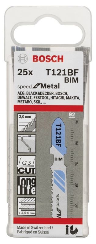 Bosch Dekupaj Testere Bıçağı Speed For Metal T 121 BF 92 mm (25 Adet) 