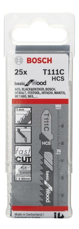 Bosch Dekupaj Testere Bıçağı Basic For Wood T 111 C 100 mm (25 Adet) 