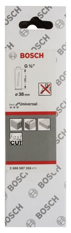 Bosch Elmas Kuru Karot Uç G1/2 İnç Best For Universal 38x150 mm 