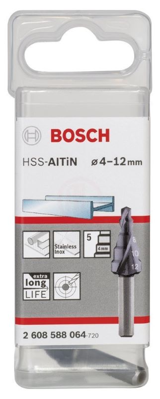 Bosch Spiral Kanallı HSS-AlTiN 5 Kademeli Matkap Ucu Üç Yüzeyli Şaft Ø4-12 mm 