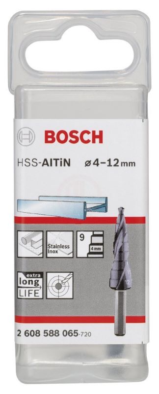 Bosch Spiral Kanallı HSS-AlTiN 9 Kademeli Matkap Ucu Üç Yüzeyli Şaft Ø4-12 mm 