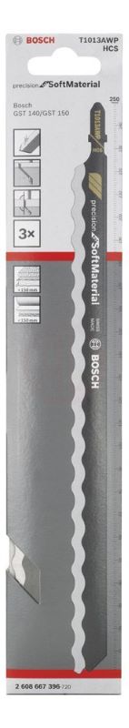 Bosch Dekupaj Testere Bıçağı Precision For Soft Material T 1013 AWP 250 mm (3 Adet) 