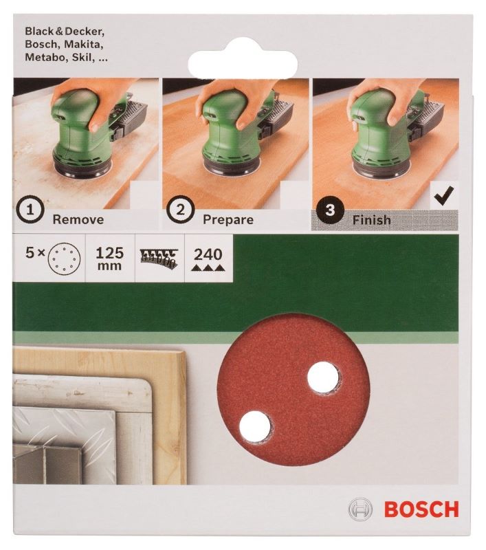 Bosch Eksantrik Zımpara Kağıdı 8 Delik 125 mm 240 Kum (5 Adet) 