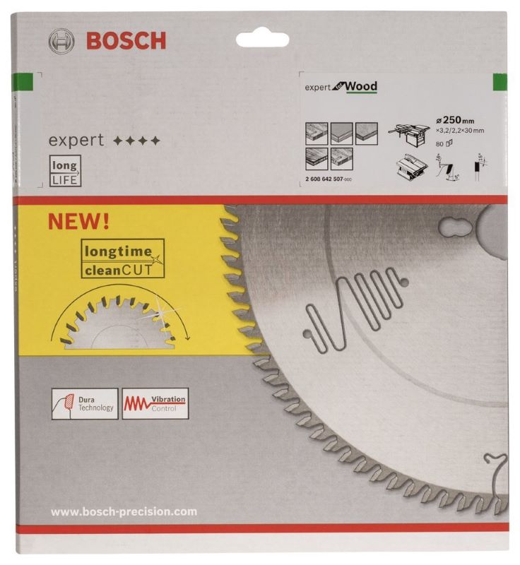 Bosch Daire Testere Bıçağı Expert For Wood 250x30 mm 80 Diş (3,2/2,2 mm) 