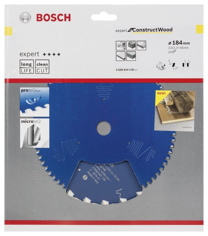 Bosch Daire Testere Bıçağı Expert For ConstructWood 184x16 mm 24 Diş 