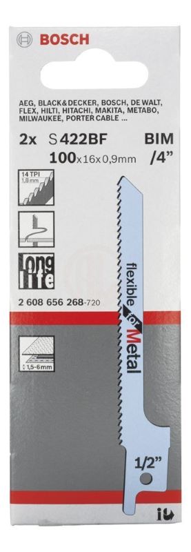Bosch Panter Testere Bıçağı Flexible For Metal S 422 BF 100 mm (2 Adet) 