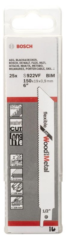 Bosch Panter Testere Bıçağı Flexible For Wood And Metal S 922 VF 150 mm (25 Adet) 