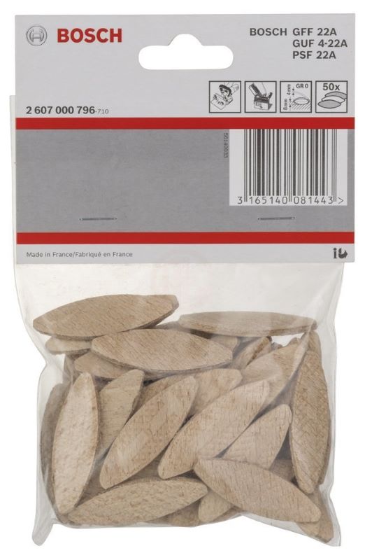 Bosch Yassı Dübel (GR 0) 45x15x4 mm (50 Adet) 