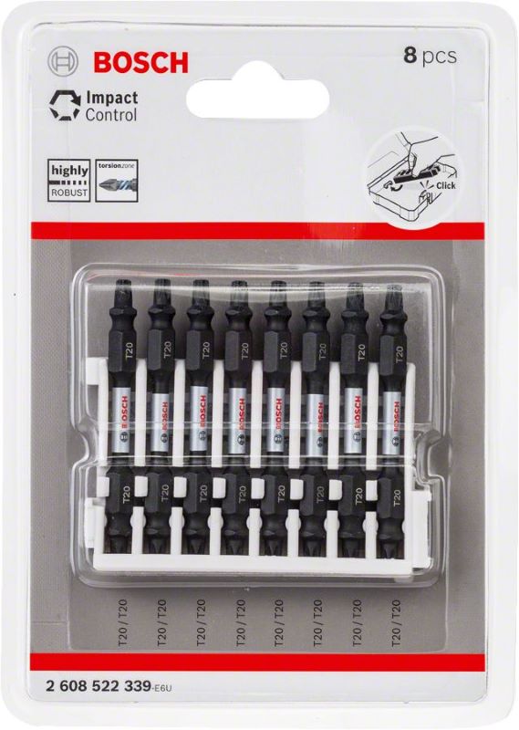 Bosch Vidalama Ucu Çift Taraflı Impact Control T20-T20x65 mm (8 Adet) 