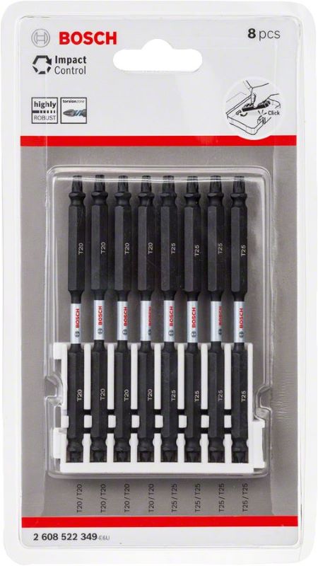 Bosch Vidalama Ucu Çift Taraflı Impact Control T20-T25x110 mm (8 Parça) 