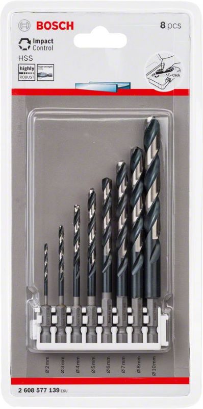 Bosch Metal Matkap Ucu Impact Control HSS Altıgen Şaft Set Click (8 Parça) 