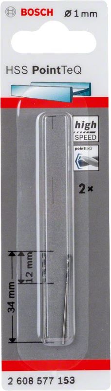 Bosch Metal Matkap Ucu HSS PointTeQ (DIN 338) 1,0 mm (2 Adet) 