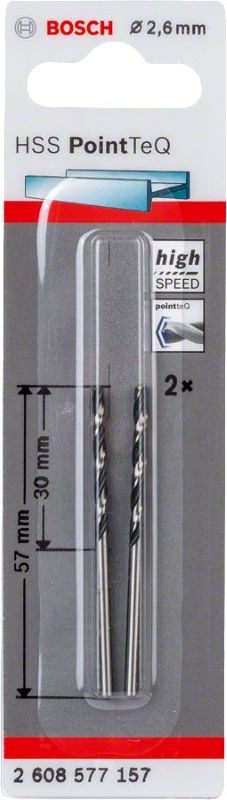 Bosch Metal Matkap Ucu HSS PointTeQ (DIN 338) 2,6 mm (2 Adet) 