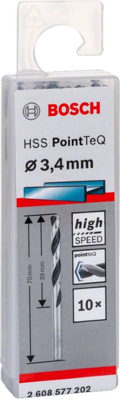 Bosch Metal Matkap Ucu HSS PointTeQ (DIN 338) 3,4 mm (10 Adet) 