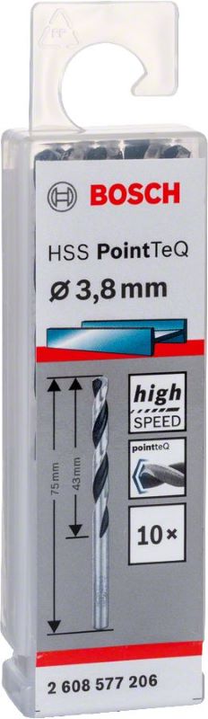 Bosch Metal Matkap Ucu HSS PointTeQ (DIN 338) 3,8 mm (10 Adet) 