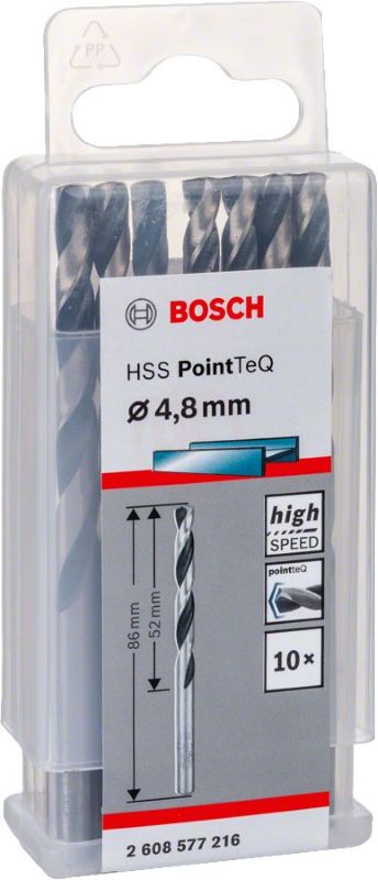 Bosch Metal Matkap Ucu HSS PointTeQ (DIN 338) 4,8 mm (10 Adet) 