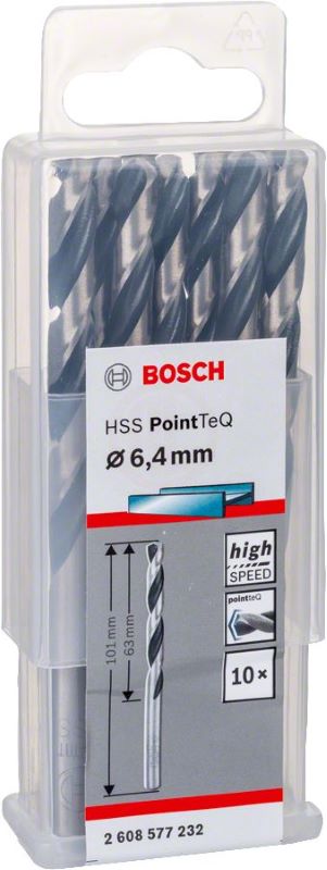 Bosch Metal Matkap Ucu HSS PointTeQ (DIN 338) 6,4 mm (10 Adet) 