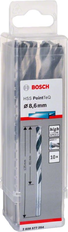 Bosch Metal Matkap Ucu HSS PointTeQ (DIN 338) 8,6 mm (10 Adet) 