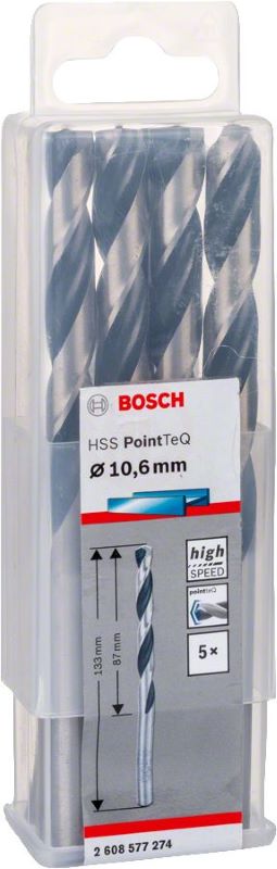 Bosch Metal Matkap Ucu HSS PointTeQ (DIN 338) 10,6 mm (5 Adet) 