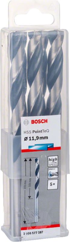 Bosch Metal Matkap Ucu HSS PointTeQ (DIN 338) 11,9 mm (5 Adet) 