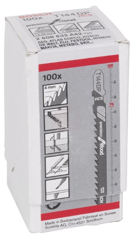 Bosch Dekupaj Testere Bıçağı Precision For Wood T144 DP 100 mm (100 Adet) 