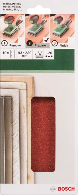 Bosch Titreşimli Zımpara Kağıdı 8 Delik 93x230 mm 120 Kum (10 Adet) 