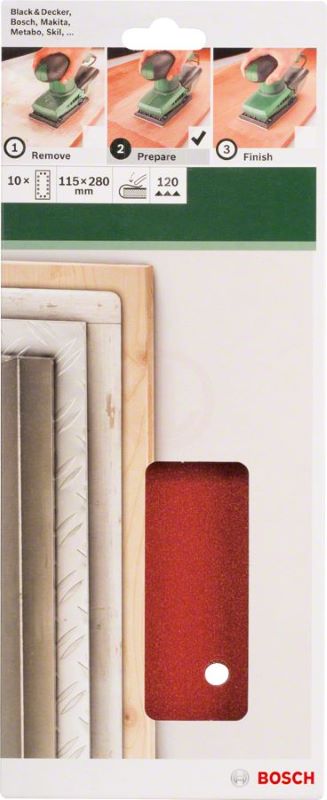Bosch Titreşimli Zımpara Kağıdı 14 Delik 115x280 mm 120 Kum (10 Adet) 