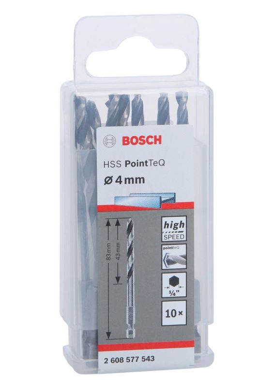 Bosch Metal Matkap Ucu HSS PointTeQ 1/4 İnç Altıgen Şaft 4,0 mm (10 Adet) 